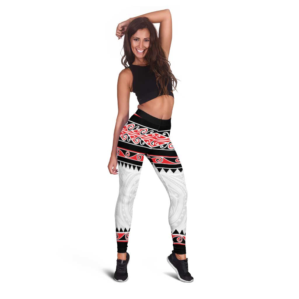 New Zealand Aotearoa Leggings With Kowhaiwhai Pattern Red Version