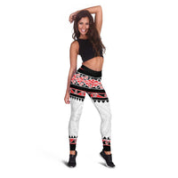 New Zealand Aotearoa Leggings With Kowhaiwhai Pattern Red Version