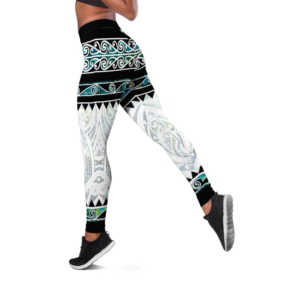 New Zealand Aotearoa Leggings With Paua Shell Kowhaiwhai Pattern