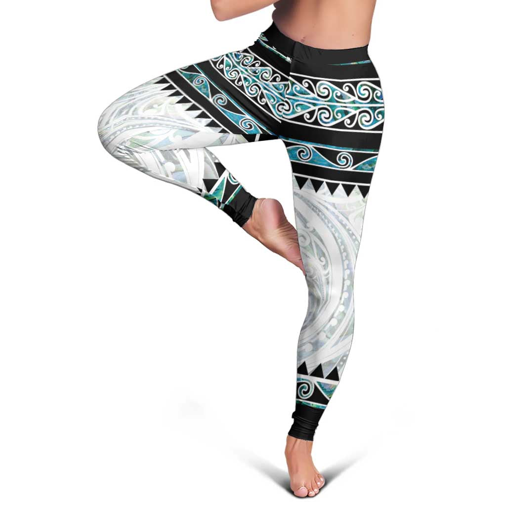 New Zealand Aotearoa Leggings With Paua Shell Kowhaiwhai Pattern