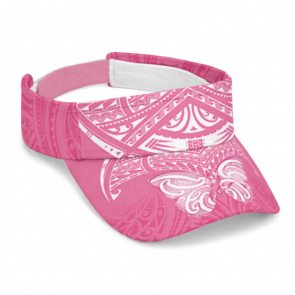 New Zealand Breast Cancer Awareness Sun Visor Cap Maori Butterfly Pink Ribbon LT14 Universal Fit Pink - Polynesian Pride