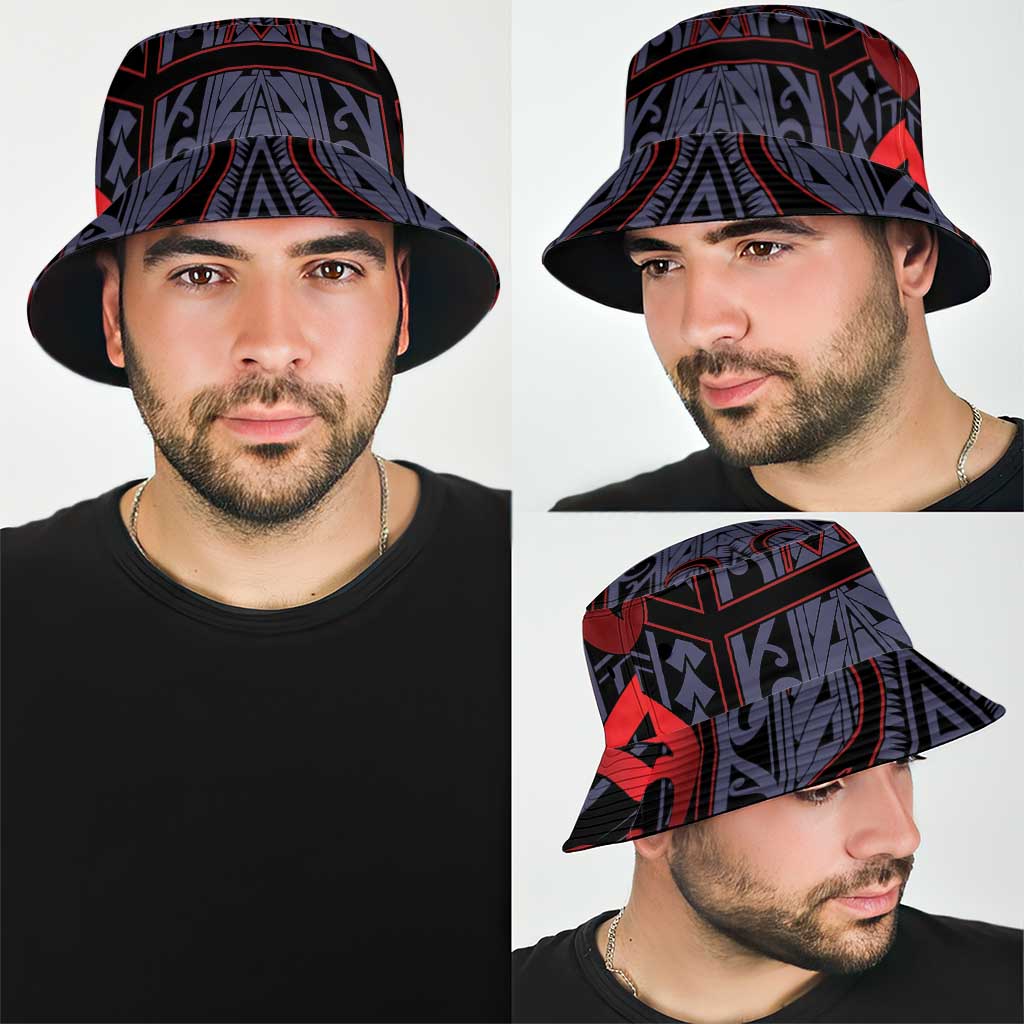 New Zealand Bucket Hat Maori Kiwiana Pattern Tukutuku Motif LT9 - Polynesian Pride