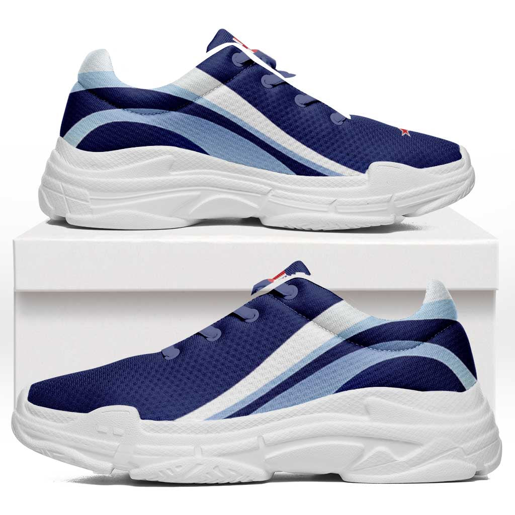 New Zealand Chunky Sneakers Flag-Inspired Curve Style LT05 Blue - Polynesian Pride