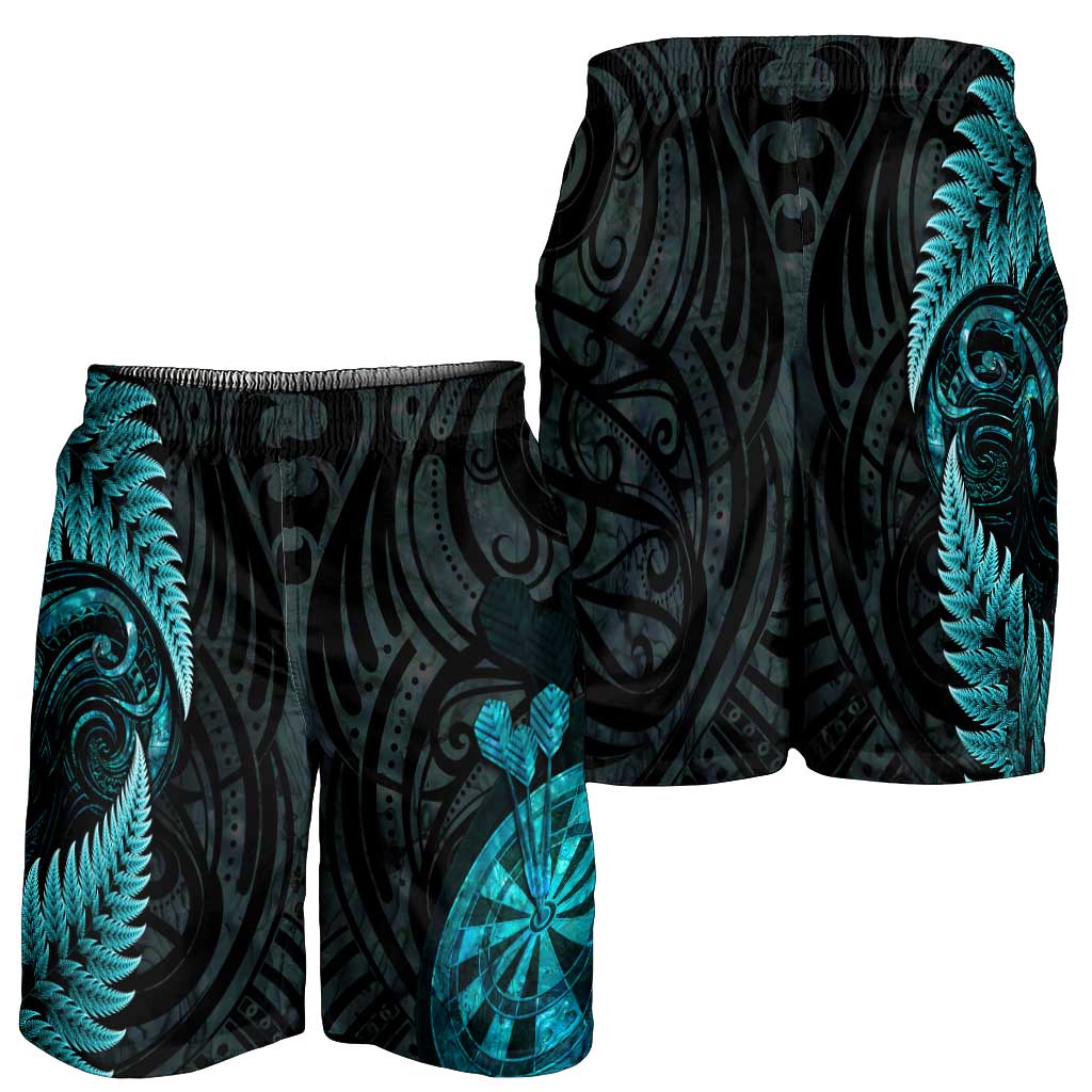 New Zealand Darts Shorts for Men Happiness Is A Tight Threesome Maori Paua Shell LT14 - Polynesian Pride