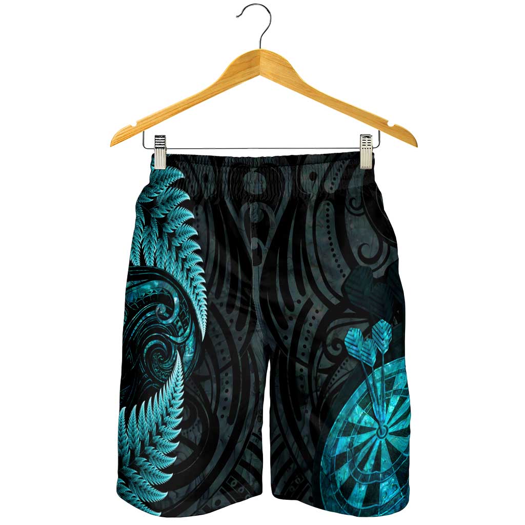 New Zealand Darts Shorts for Men Happiness Is A Tight Threesome Maori Paua Shell LT14 - Polynesian Pride