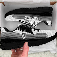 New Zealand Football Sneakers Silver Fern Maori Pattern Monochrome DT05 White - Polynesian Pride