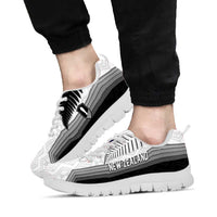 New Zealand Football Sneakers Silver Fern Maori Pattern Monochrome DT05 - Polynesian Pride