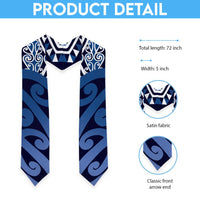 New Zealand Graduation Stole Aotearoa Kowhaiwhai Mix Taniko Art - Blue LT14 - Polynesian Pride