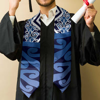 New Zealand Graduation Stole Aotearoa Kowhaiwhai Mix Taniko Art - Blue LT14 - Polynesian Pride