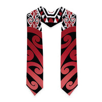 New Zealand Graduation Stole Aotearoa Kowhaiwhai Mix Taniko Art - Red LT14 - Polynesian Pride