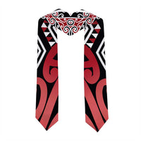 New Zealand Graduation Stole Aotearoa Kowhaiwhai Mix Taniko Art - Red LT14 - Polynesian Pride