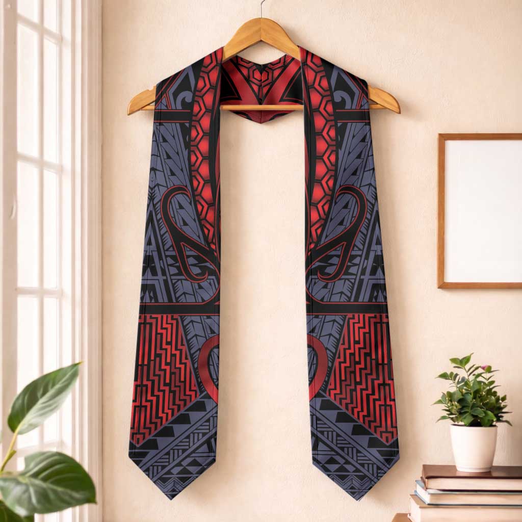 New Zealand Graduation Stole Maori Kiwiana Pattern Tukutuku Motif LT9 One Size Red - Polynesian Pride