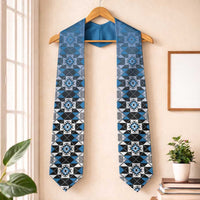 New Zealand Graduation Stole Poutama Mix Blue Taniko Inspired Art LT05 One Size Blue - Polynesian Pride