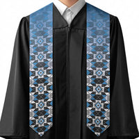 New Zealand Graduation Stole Poutama Mix Blue Taniko Inspired Art LT05 - Polynesian Pride