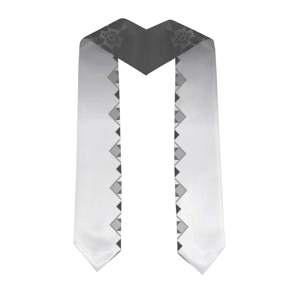 New Zealand Graduation Stole Poutama Mix Gray Taniko Inspired Art LT05 - Polynesian Pride