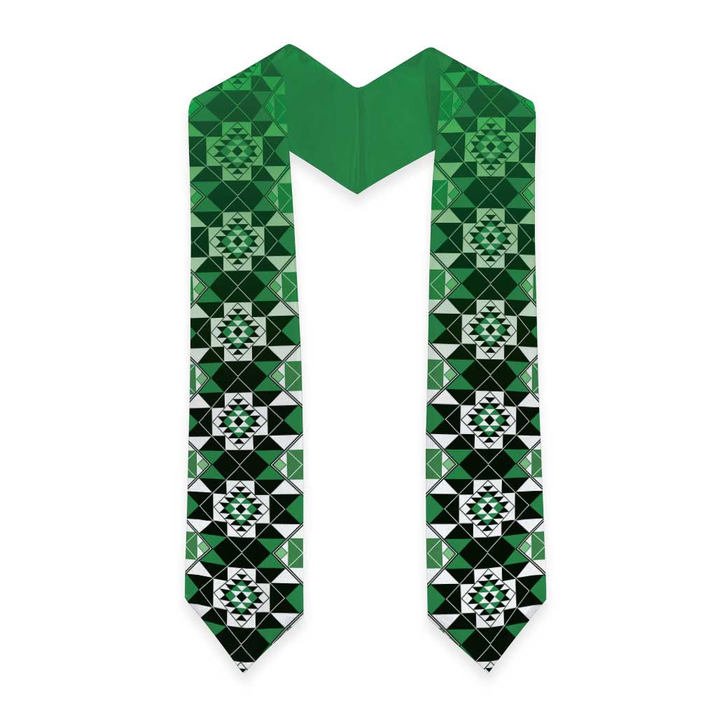 New Zealand Graduation Stole Poutama Mix Green Taniko Inspired Art LT05 - Polynesian Pride