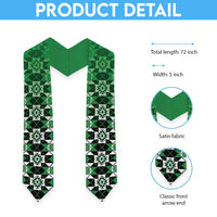 New Zealand Graduation Stole Poutama Mix Green Taniko Inspired Art LT05 - Polynesian Pride