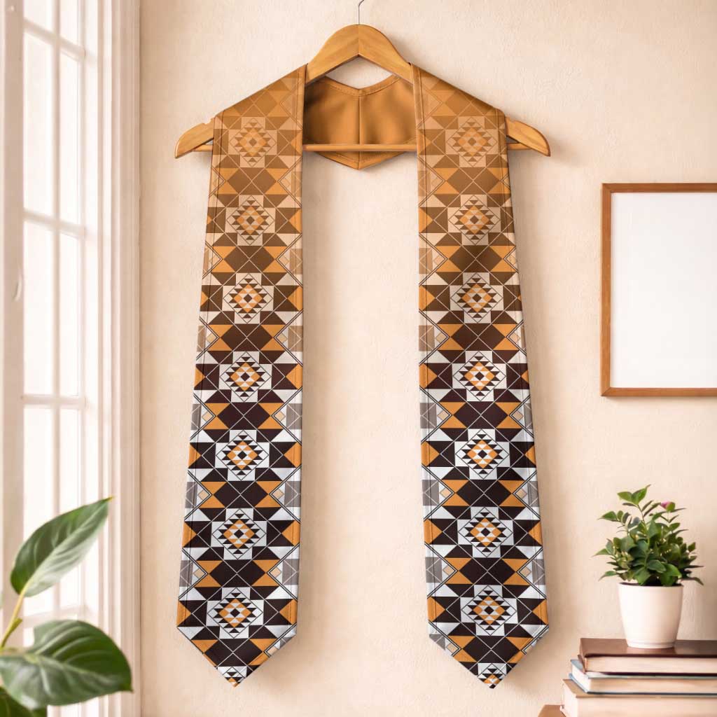 New Zealand Graduation Stole Poutama Mix Orange Taniko Inspired Art LT05 One Size Orange - Polynesian Pride
