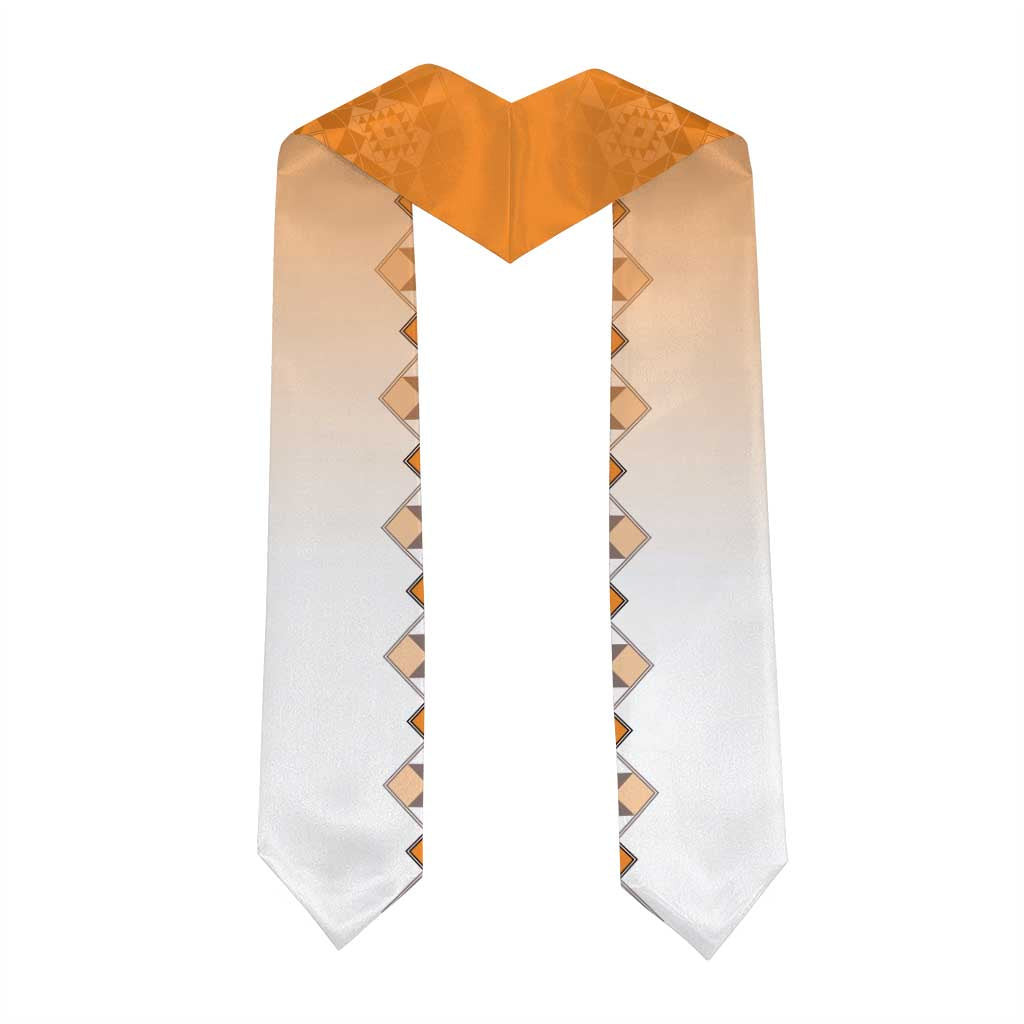 New Zealand Graduation Stole Poutama Mix Orange Taniko Inspired Art LT05 - Polynesian Pride