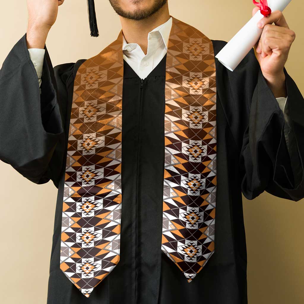 New Zealand Graduation Stole Poutama Mix Orange Taniko Inspired Art LT05 - Polynesian Pride