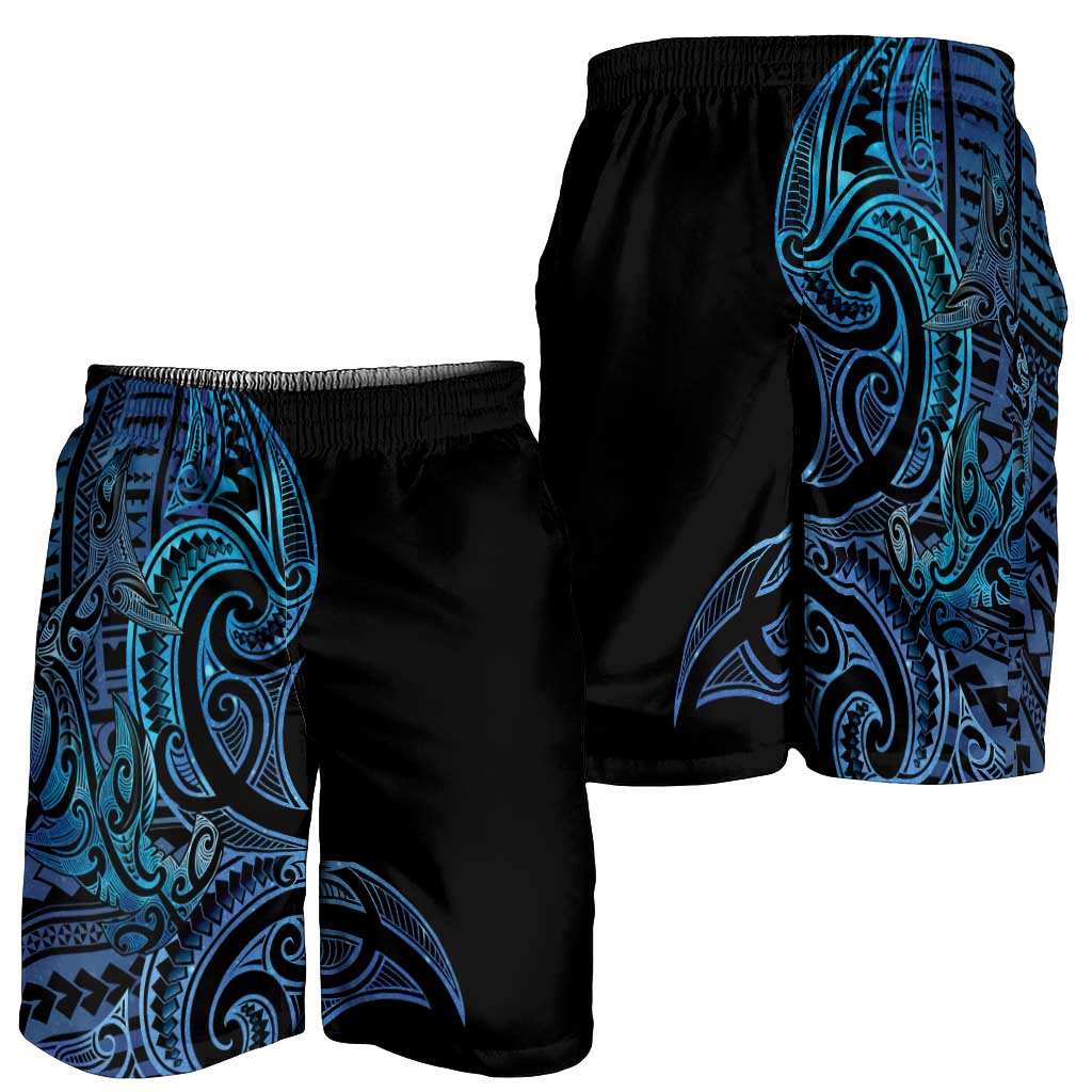 New Zealand Hammerhead Shark Shorts for Men Maori Haehae Mangopare Galaxy - Polynesian Pride