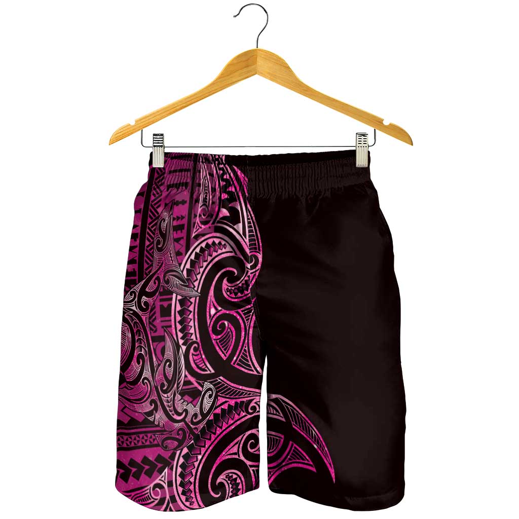 New Zealand Hammerhead Shark Shorts for Men Maori Haehae Mangopare Pink - Polynesian Pride