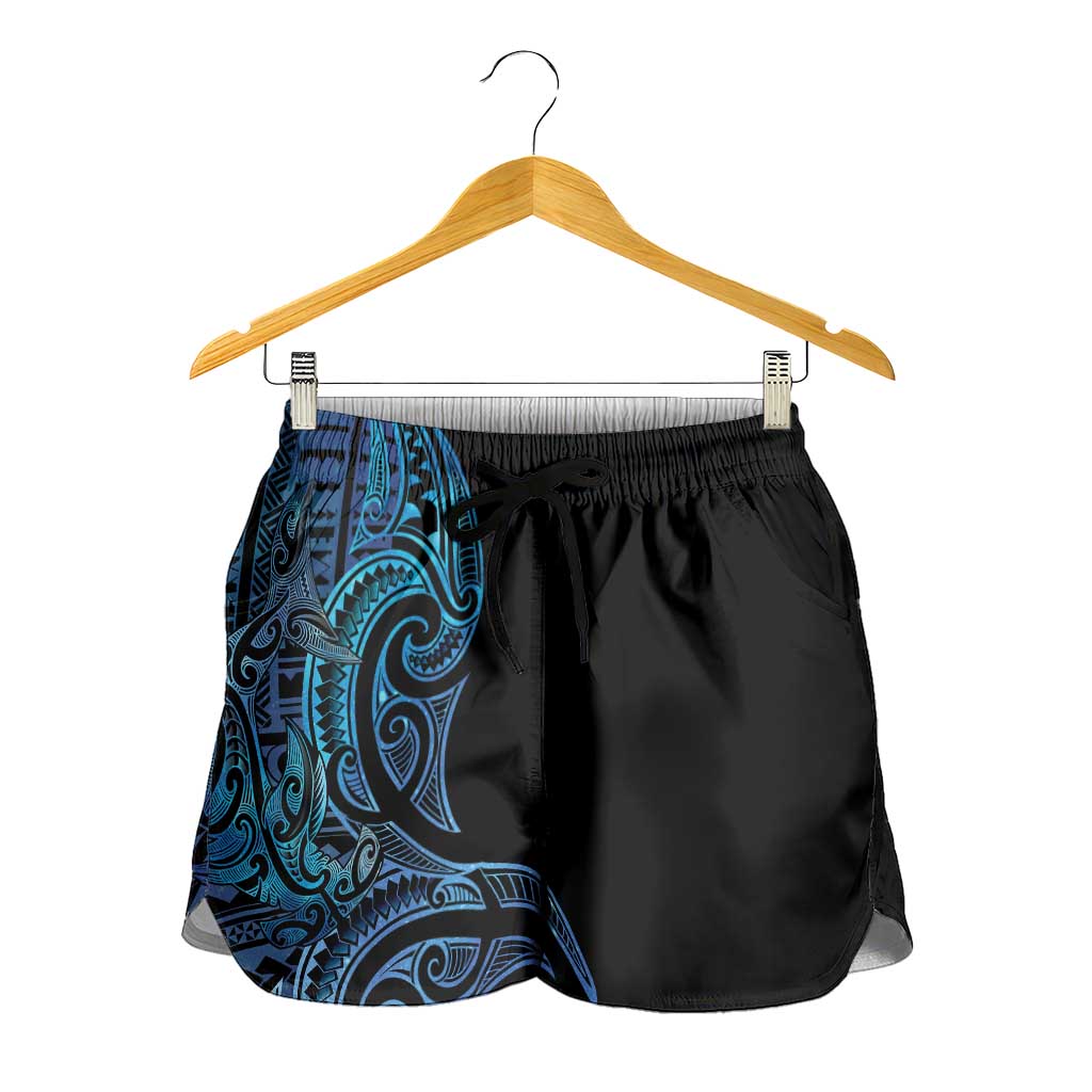 New Zealand Hammerhead Shark Shorts for Women Maori Haehae Mangopare Galaxy - Polynesian Pride