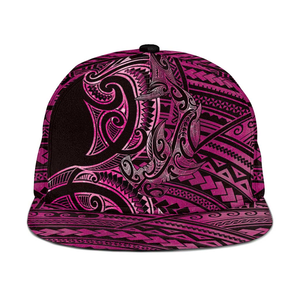New Zealand Hammerhead Shark Snapback Cap Maori Haehae Mangopare Pink - Polynesian Pride