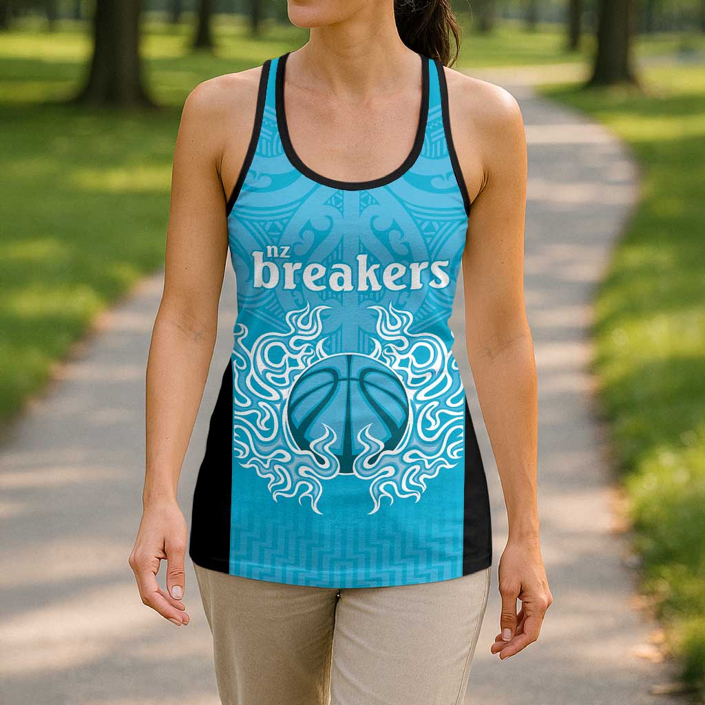 New Zealand Hollow Tank Top Fire Basketball Maori Tribal Sky Blue LT9 - Polynesian Pride