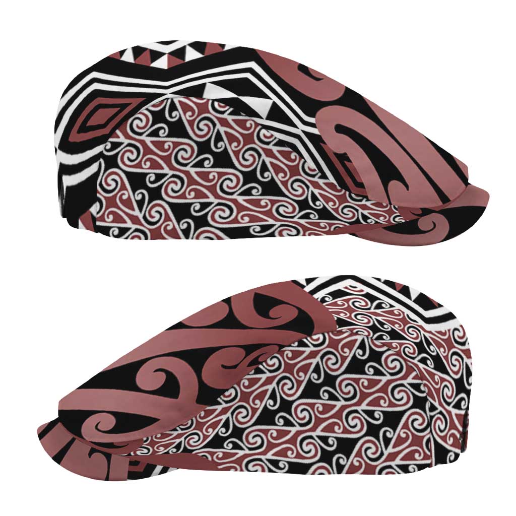 New Zealand Jeff Hat Aotearoa Kowhaiwhai Mix Taniko Art - Brown LT14 - Polynesian Pride