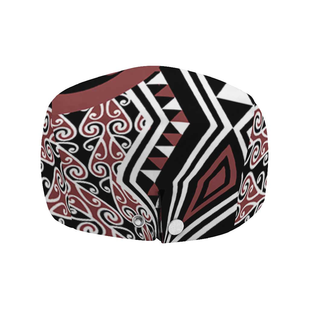 New Zealand Jeff Hat Aotearoa Kowhaiwhai Mix Taniko Art - Brown LT14 - Polynesian Pride
