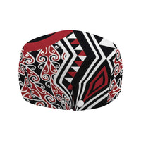 New Zealand Jeff Hat Aotearoa Kowhaiwhai Mix Taniko Art - Red LT14 - Polynesian Pride
