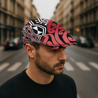 New Zealand Jeff Hat Aotearoa Kowhaiwhai Mix Taniko Art - Red LT14 - Polynesian Pride
