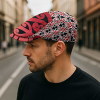 New Zealand Jeff Hat Aotearoa Kowhaiwhai Mix Taniko Art - Red LT14 - Polynesian Pride