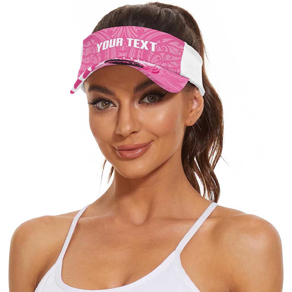 New Zealand Lawn Bowls Breast Cancer Personalised Sun Visor Cap Aotearoa Maori Silver Fern Pink Ribbon
