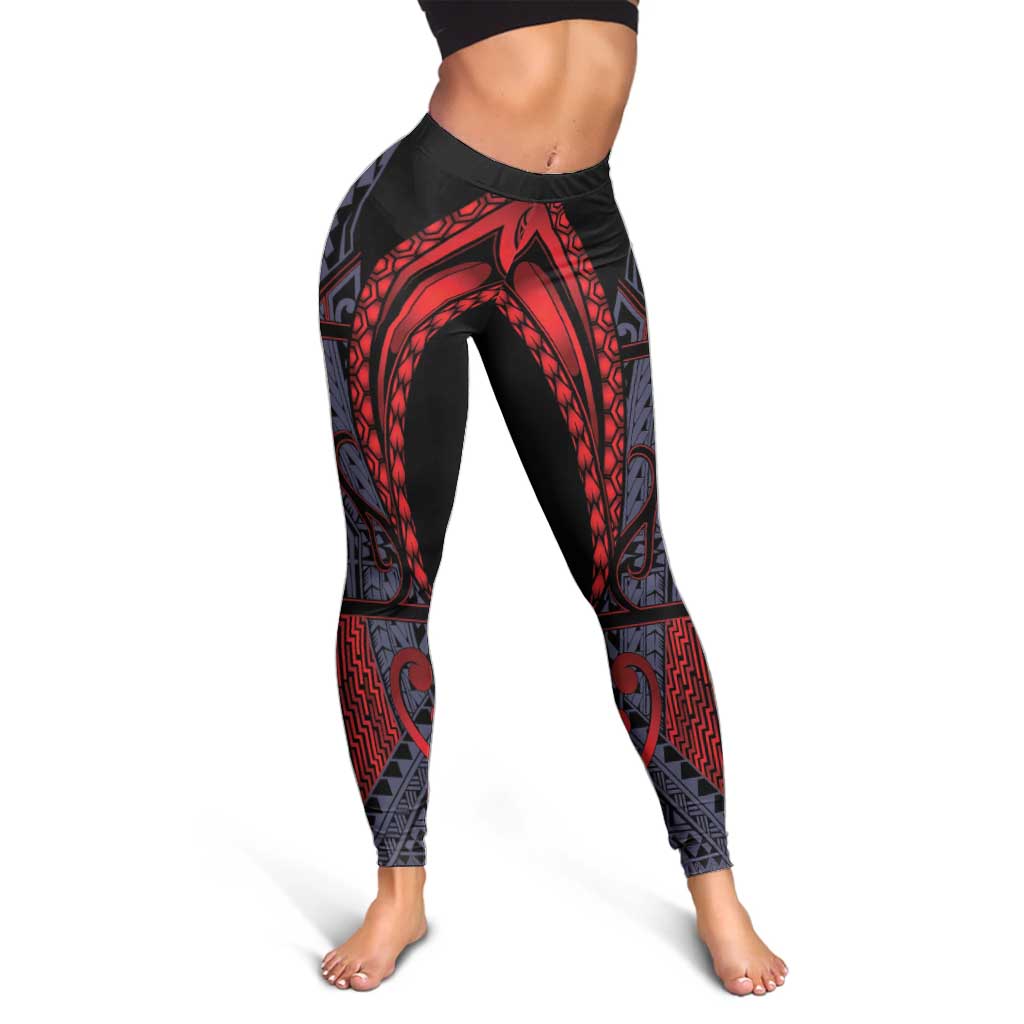 New Zealand Leggings Maori Kiwiana Pattern Tukutuku Motif