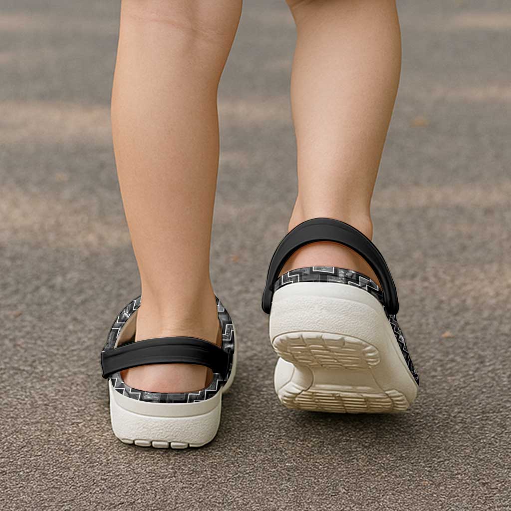 New Zealand Maori Clogs Shoes Poutama Manaia Black Paua Shell - Polynesian Pride