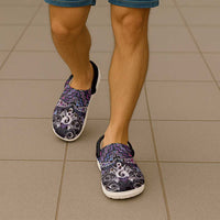 New Zealand Maori Clogs Shoes Poutama Pikorua Purple Paua Shell - Polynesian Pride