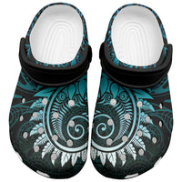New Zealand Maori Koru Fern Clogs Shoes Spiral Polynesian Style Aqua Gradient - Polynesian Pride