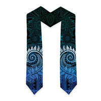 New Zealand Maori Koru Fern Graduation Stole Spiral Polynesian Style Aqua Gradient LT05 - Polynesian Pride