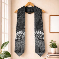 New Zealand Maori Koru Fern Graduation Stole Spiral Polynesian Style Gray