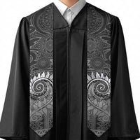 New Zealand Maori Koru Fern Graduation Stole Spiral Polynesian Style Gray