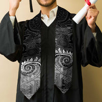 New Zealand Maori Koru Fern Graduation Stole Spiral Polynesian Style Gray