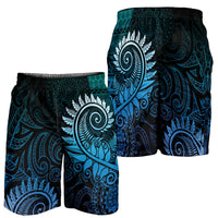New Zealand Maori Koru Fern Shorts for Men Spiral Polynesian Style Aqua Gradient LT05 - Polynesian Pride