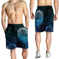 New Zealand Maori Koru Fern Shorts for Men Spiral Polynesian Style Aqua Gradient LT05 - Polynesian Pride