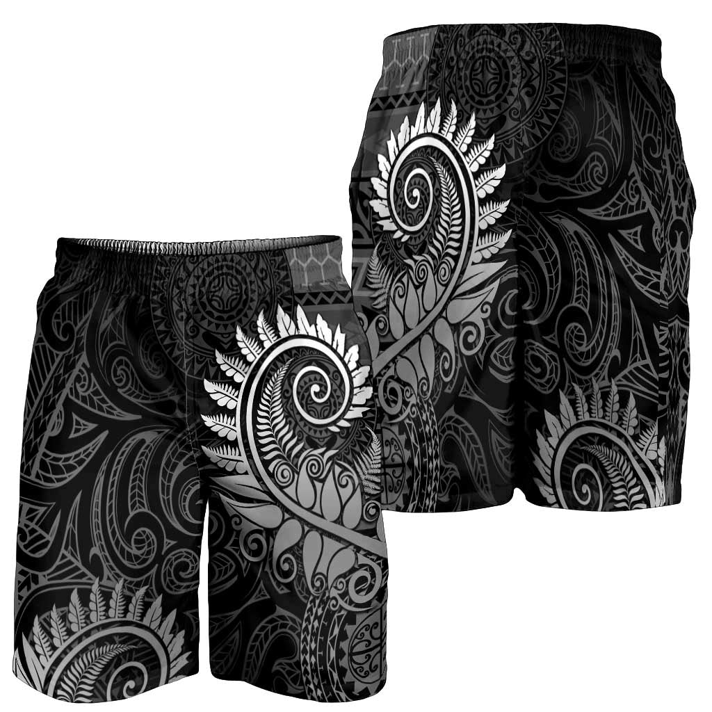 New Zealand Maori Koru Fern Shorts for Men Spiral Polynesian Style Gray LT05 - Polynesian Pride
