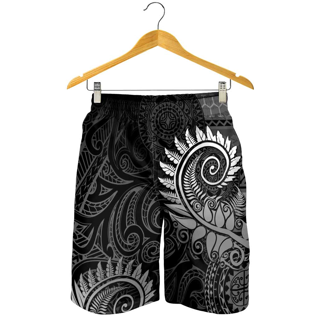 New Zealand Maori Koru Fern Shorts for Men Spiral Polynesian Style Gray LT05 - Polynesian Pride