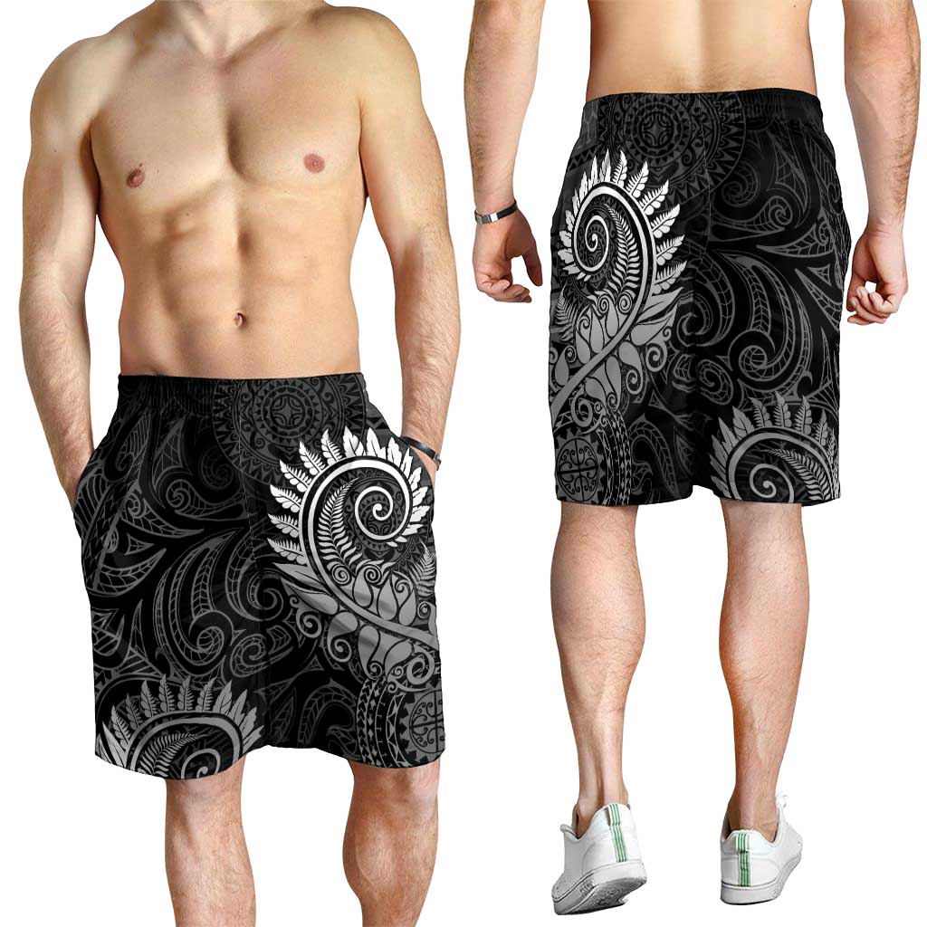 New Zealand Maori Koru Fern Shorts for Men Spiral Polynesian Style Gray LT05 - Polynesian Pride