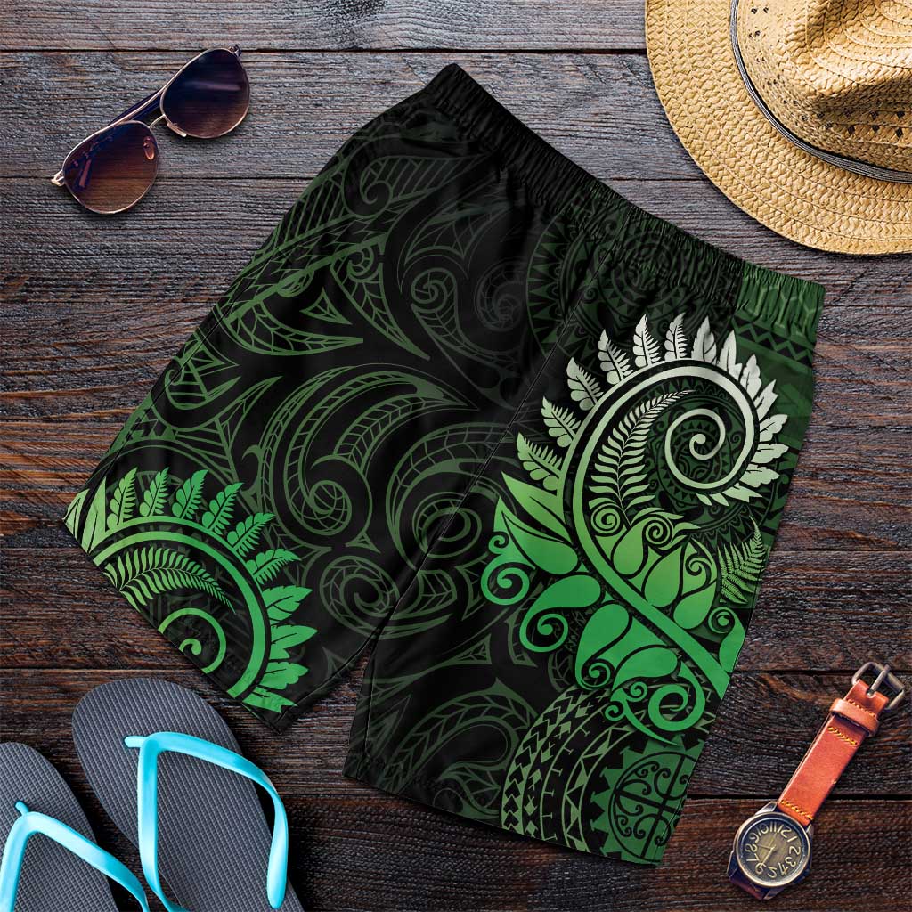 New Zealand Maori Koru Fern Shorts for Men Spiral Polynesian Style Green LT05 Green - Polynesian Pride