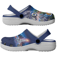 New Zealand Merry Christmas Clogs Shoes Maori Tribal Pattern with Xmas Tui Bird LT03 - Polynesian Pride